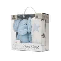Одеяло с играчка Lorelli Nappy 90х75 см, Бяло със синьо слонче-VIPCJ.jpeg