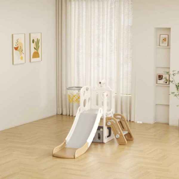 Детска пързалка с телескоп и баскетболен кош Feelkids, Кафява-VtEhF.jpeg