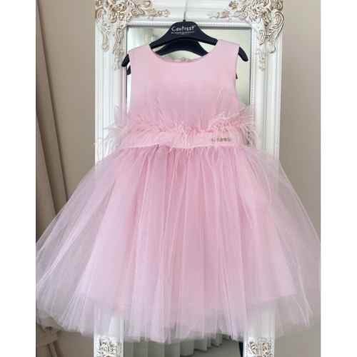 Бебешка рокля Контраст, розова