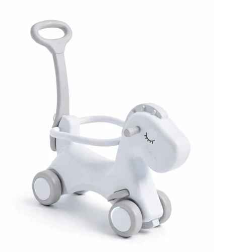 Детска люлка-конче за яздене с дръжка за бутане Feelkids, сива