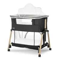Бебешка мини кошара с падаща преграда 2в1 Lorelli Layla, Black/ wooden effect-YuEgn.jpeg