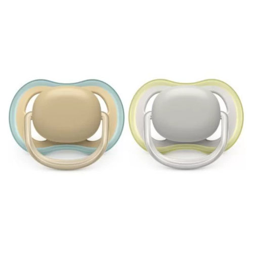 Ортодонтични залъгалки Philips AVENT Ultra Air, Бяло и жълто в кутия за стерилизиране, 2 бр.