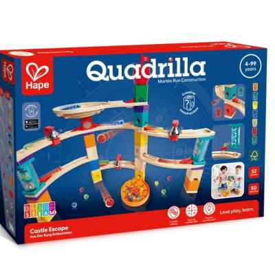 Комплект дървена писта Hape, Quadrilla, Бягство от замъка, 52 части