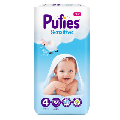 Пелени Pufies Sensitive 4 Maxi, 9-14 кг 56 бр.