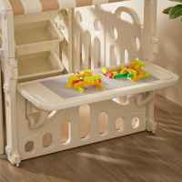 Пластмасова детска къщичка за игра с маса за конструктори Feelkids, кафява-Zb06y.jpeg