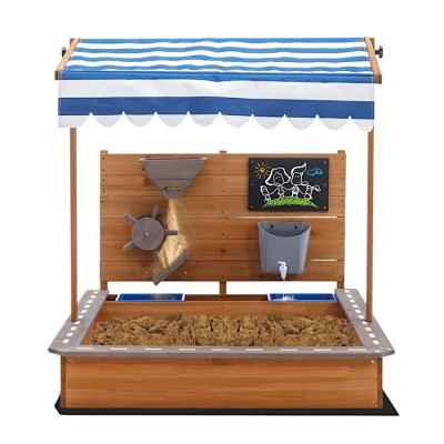 Детски дървен пясъчник Ginger Home, с регулируем покрив и аксесоари