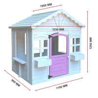 Детска дървена къща Ginger Home, с прозорци и саксии, бяла-aPL9c.jpeg