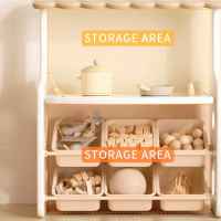 Многофункционален детски щанд Feelkids, с плот и подвижни кутии за съхранение, кафяв-adlLz.jpeg