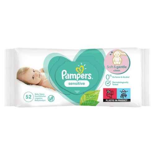 Бебешки мокри кърпички Pampers Sensitive 52 бр