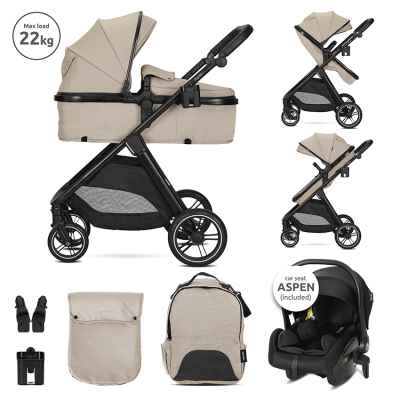 Комбинирана бебешка количка 3в1 Lorelli Aspen, Beige + адаптори