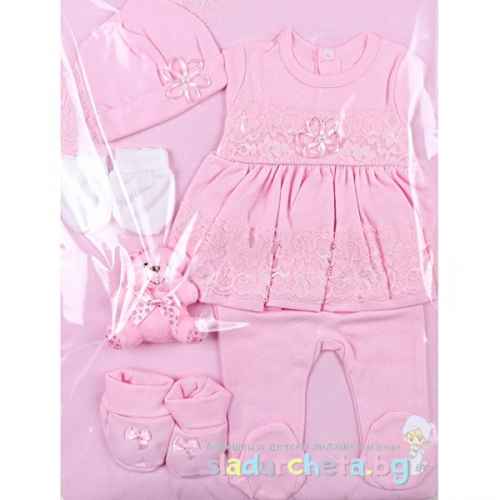 Комплект за изписване Светли, Дантела в розово