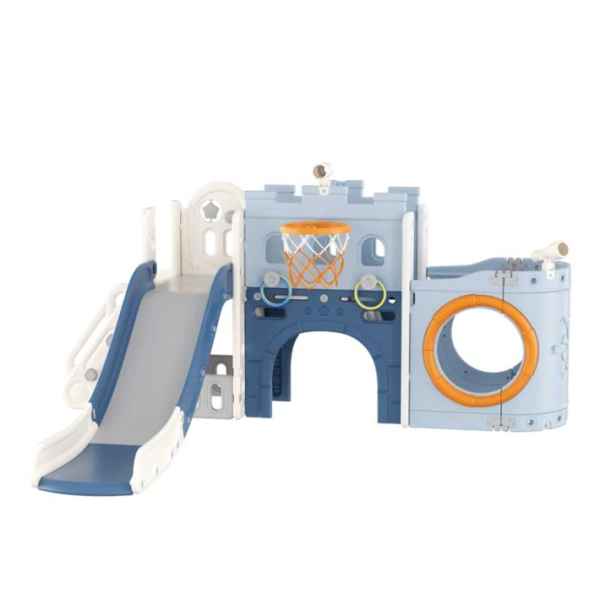Мултифункционален детски център Кораб с пързалка, тунел и баскетболен кош Feelkids, син-mQonc.jpeg