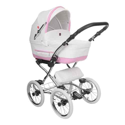 Комбинирана бебешка количка 3в1 Tutek TURRAN SILVER TSECO WP/B, White/Pink