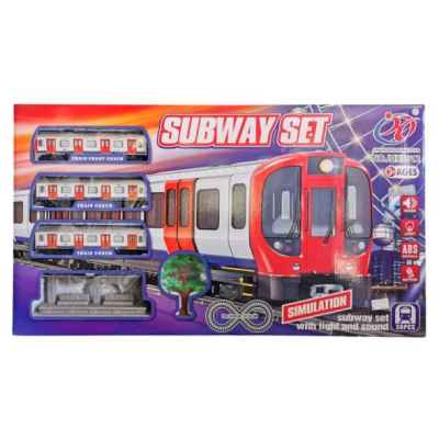 Влак на батерии Raya Toys Subway Set, 512 см, Светлинни и звукови ефекти