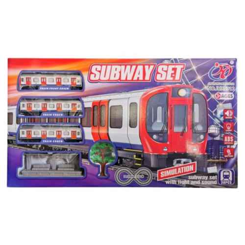 Влак на батерии Raya Toys Subway Set, 512 см, Светлинни и звукови ефекти