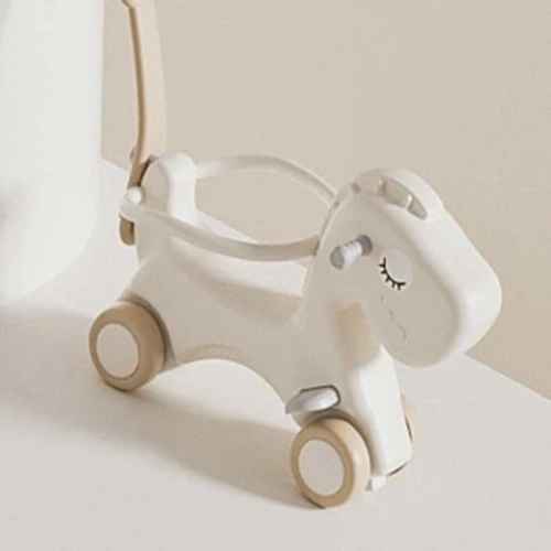 Детска люлка-конче за яздене с дръжка за бутане Feelkids, кафява