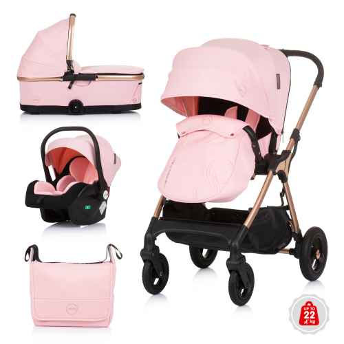 Комбинирана бебешка количка 3в1 Chipolino Инфинити, фламинго