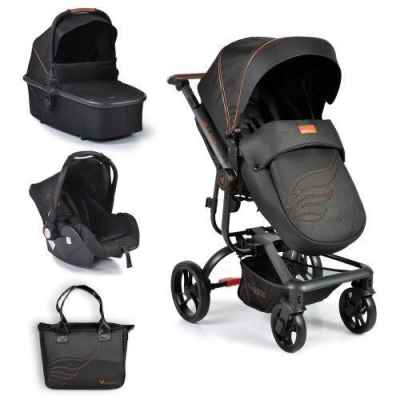 Комбинирана бебешка количка Cangaroo Ellada 3в1, цвят черен