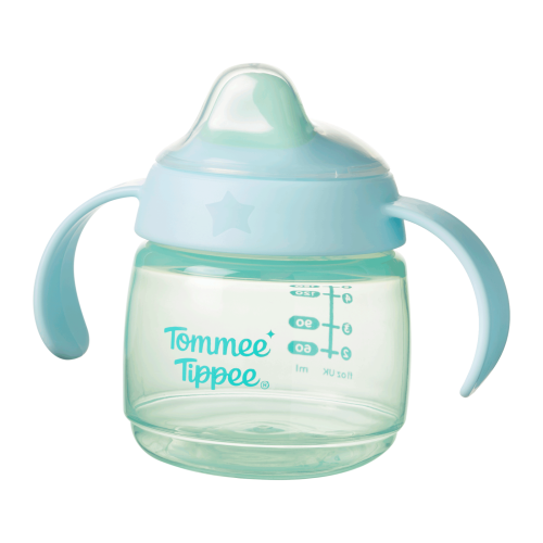 Неразливаща се чаша с мек накрайник и дръжки Tommee Tippee, Starter Spout 150 мл 4м+, синя