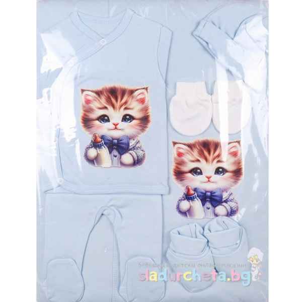 Комплект за изписване Светли, бебе Коте в синьо-tiW6x.jpeg