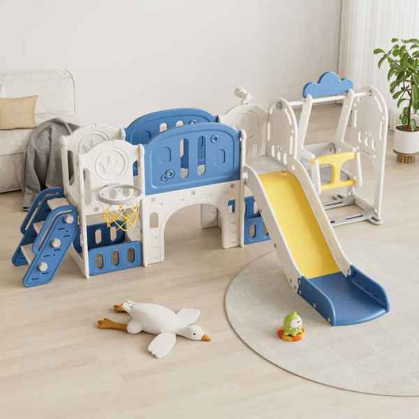 Детски приключенски център 11в1 с пързалка, катерушка, люлка и баскет кош Feelkids, син-uhbGw.jpeg