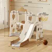 Детска пластмасова пързалка с люлка и баскетболен кош Feelkids, Кафяво мече-vSOoE.jpeg