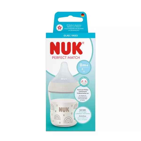Стъклено шише Nuk Perfect Match 120 мл. 0+мес., Дъга-x1emL.jpeg
