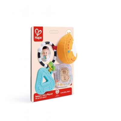 Бебешка сензорна играчка Hape, Гризалка, дрънкалка и плюшена играчка ABC