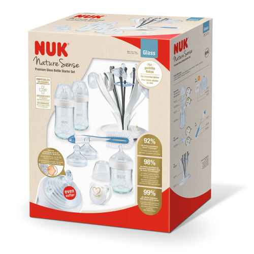 Сет NUK NATURE SENSE стъклени шишета Premium, 10 части
