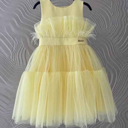 Детска рокля Контраст, жълта