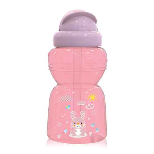 Спортна бутилка със сламка Lorelli Animals 325ml, Blush pink