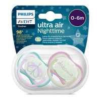 Комплект 2 бр. светещи в тъмното ортодонтични залъгалки Philips Avent Ultra Air Night 0-6м с декорация Пеперуда и надпис Dreams, в кутия за стерилизиране и пренасяне-0NkE0.jpeg