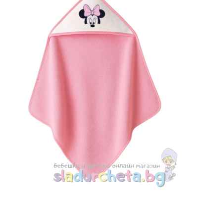 Хавлия с качулка Sunny Kids, Мини Маус в бяло/розово