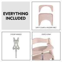 Столче за хранене Hauck Beta+, дървено с колелца и табла за хранене Whitewashed-0jl4z.jpeg