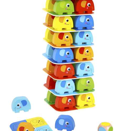 Дървена игра за баланс Tooky toy Elephant 46 части