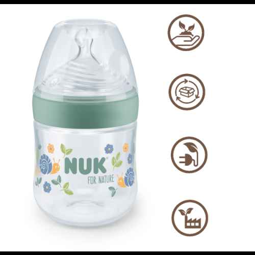 Шише NUK For Nature Temperature Control, 0+ м РР 150 мл. със силиконов биберон S, Зелено
