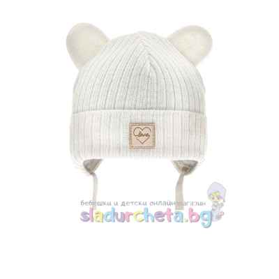 Бебешка шапка Criss, бяла