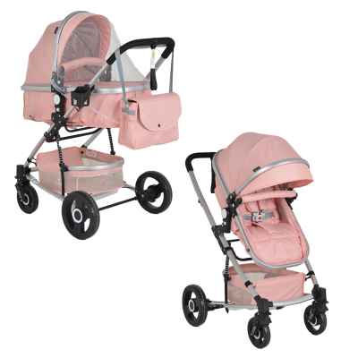 Комбинирана бебешка количка Moni Gigi, розова
