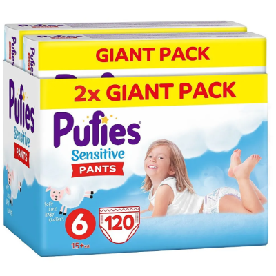 Памперс гащички Pufies Sensitive 6, 15+ кг 120 бр.