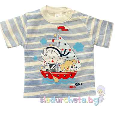 Бебешка тениска Светли, бели и сини райета