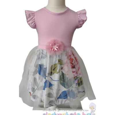 Детска рокля Светли, розова/ бяла