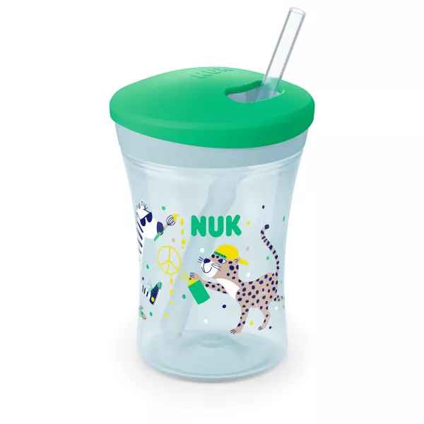 Чаша със сламка NUK Evolution Action Cup, 230мл, 12+м, Зелена-2byPn.jpeg