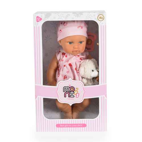 Кукла Moni Toys 30 cm Bear & Baby, с розова рокля