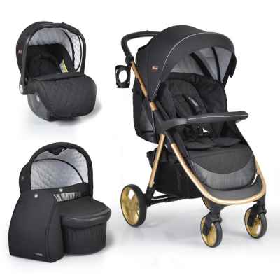 Комбинирана бебешка количка Cangaroo Noble 3 в 1, цвят черен