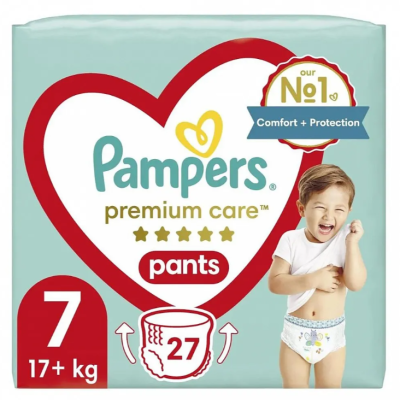 Гащички за еднократна употреба Pampers Premium Care 7, 17+ кг 27 броя