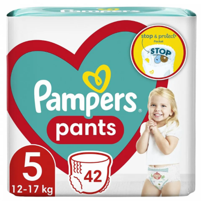 Гащички за еднократна употреба Pampers Junior 5, 12-17 кг 42 бр.