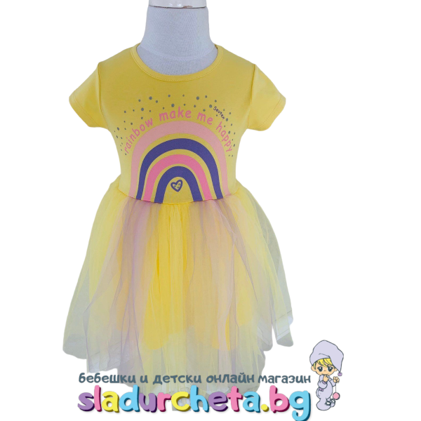 Детска рокля Sevtex, жълта-3tBTX.png