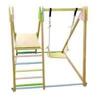 Детски дървен комплект 4в1 Ginger Home, Люлка, Пързалка, Катерушка и Рампа за Катерене, 120x112x114 см-43X08.jpeg