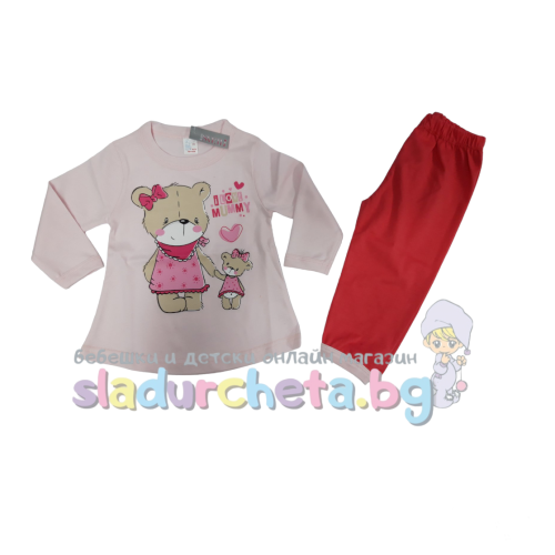 Бебешка пижама Светли, розов/червен