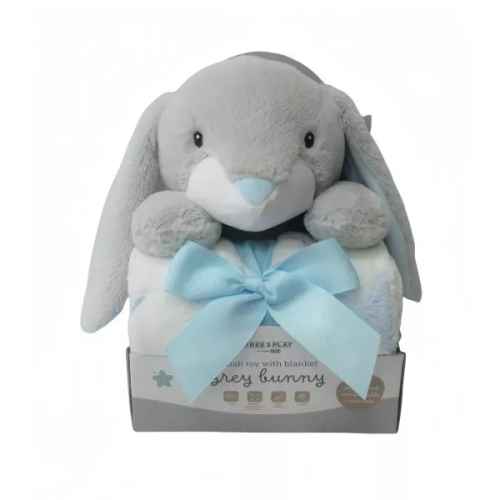 Одеяло Freeon Free2Play 90х75 см + Играчка Зайче синьо